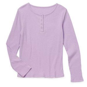 Thereabouts Little & Big Girls Henley Neck Long Sleeve T-Shirt